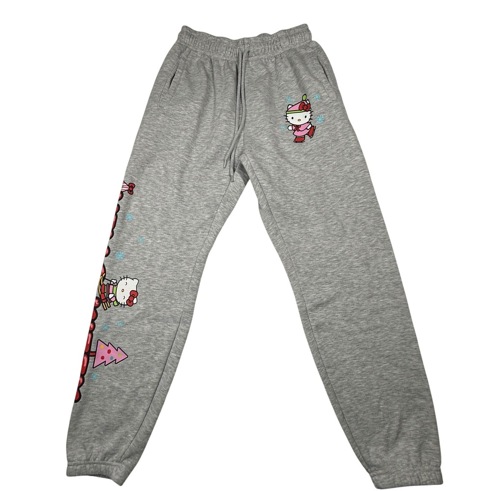 Aeropostale Hello Kitty Joggers Sweatpants Grey Womens Size S Holiday Graphic